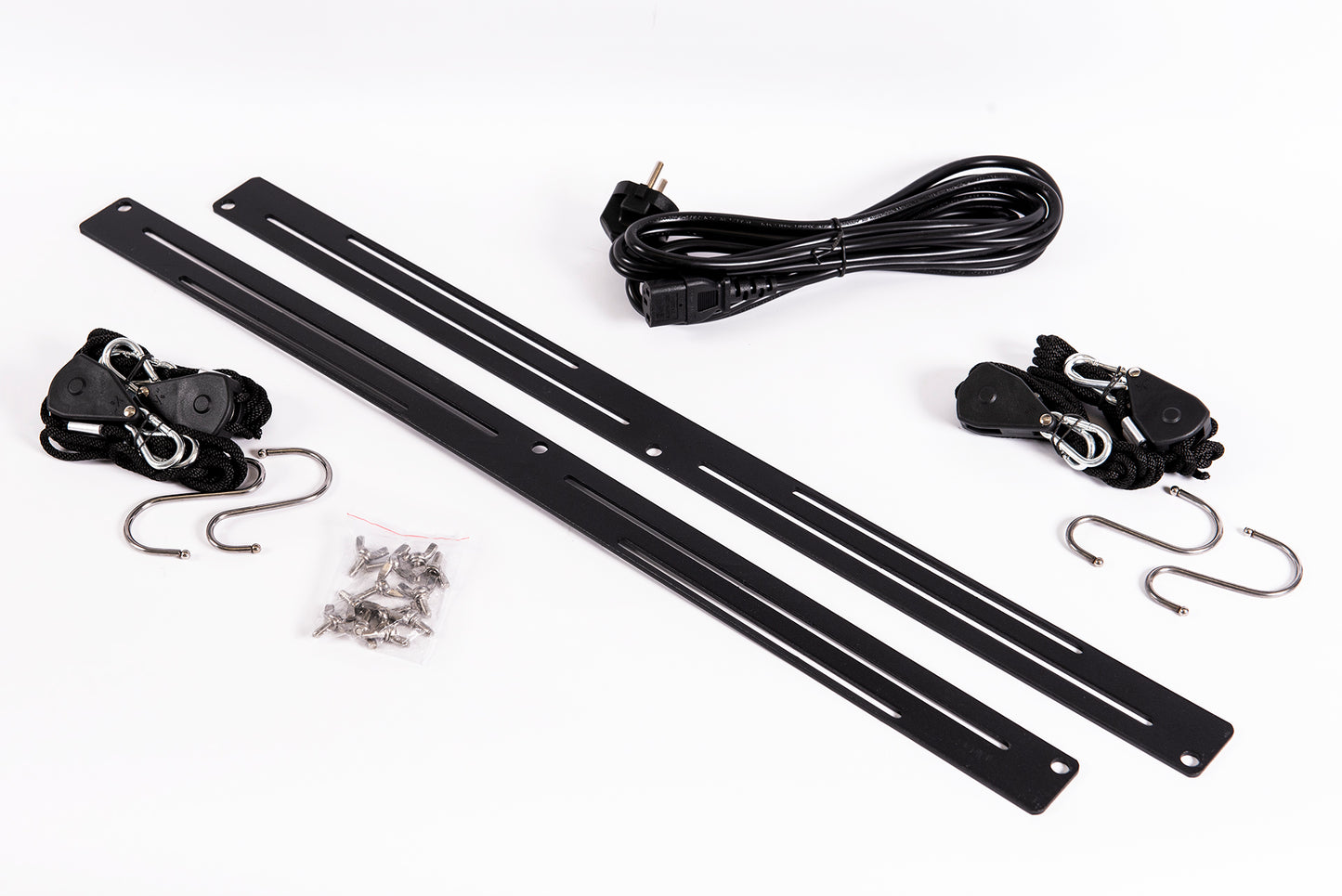 Akcesoria do Hi Light Lite 480W – linki montażowe, płaskowniki łączące moduły, śruby i przewód zasilający