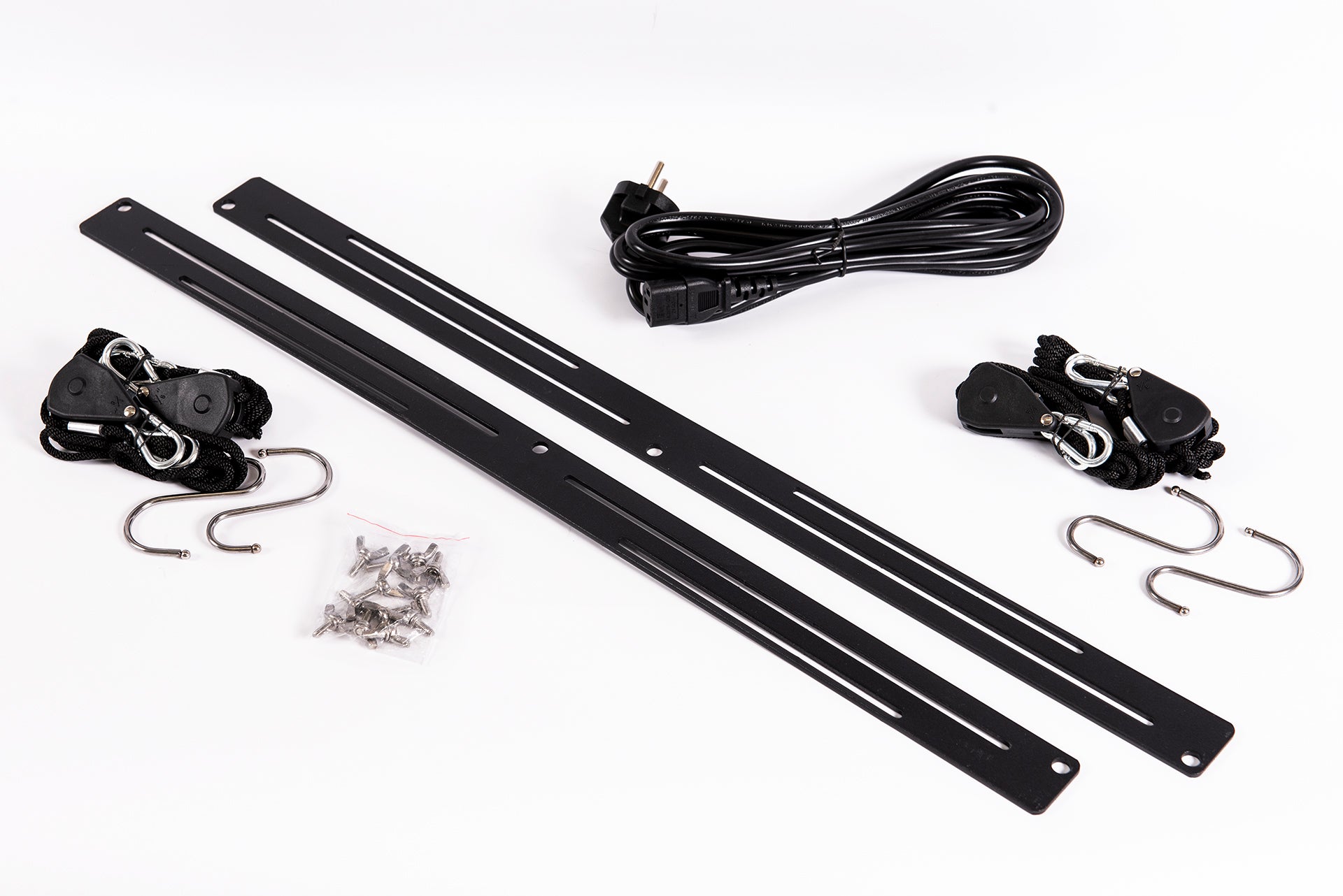 Akcesoria do Hi Light Lite 480W – linki montażowe, płaskowniki łączące moduły, śruby i przewód zasilający