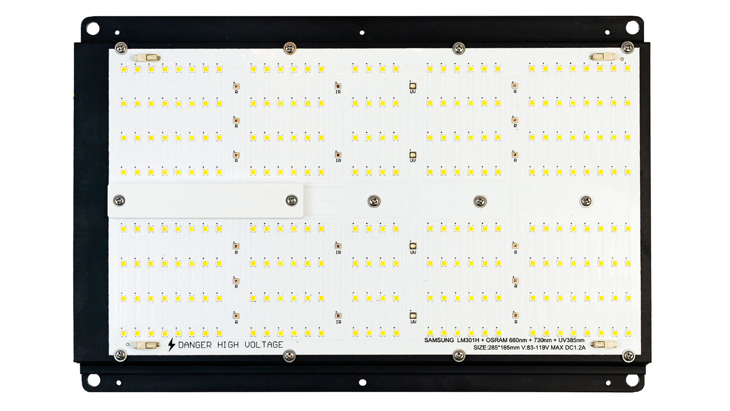 Panel LED lampy Hi Light High 120W widziany od spodu – układ diod Samsung i Osram.