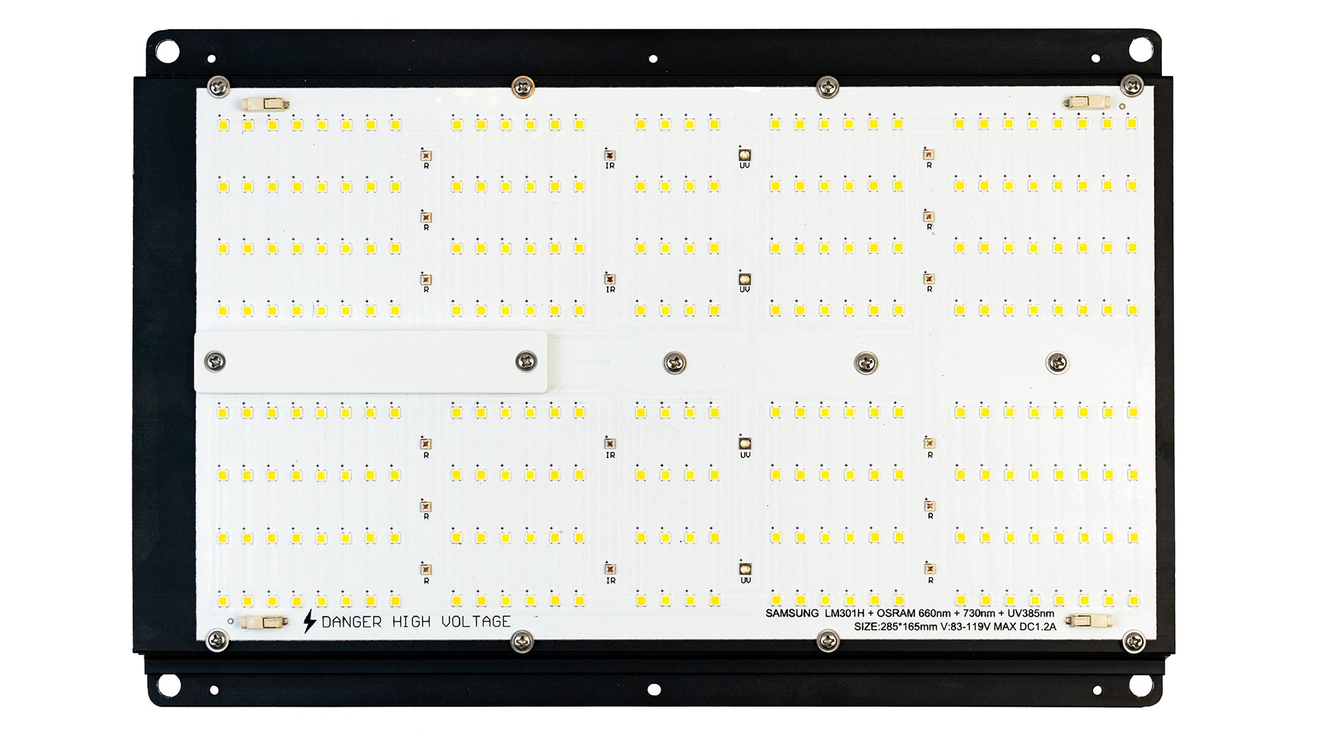 Panel LED lampy Hi Light High 120W widziany od spodu – układ diod Samsung i Osram.