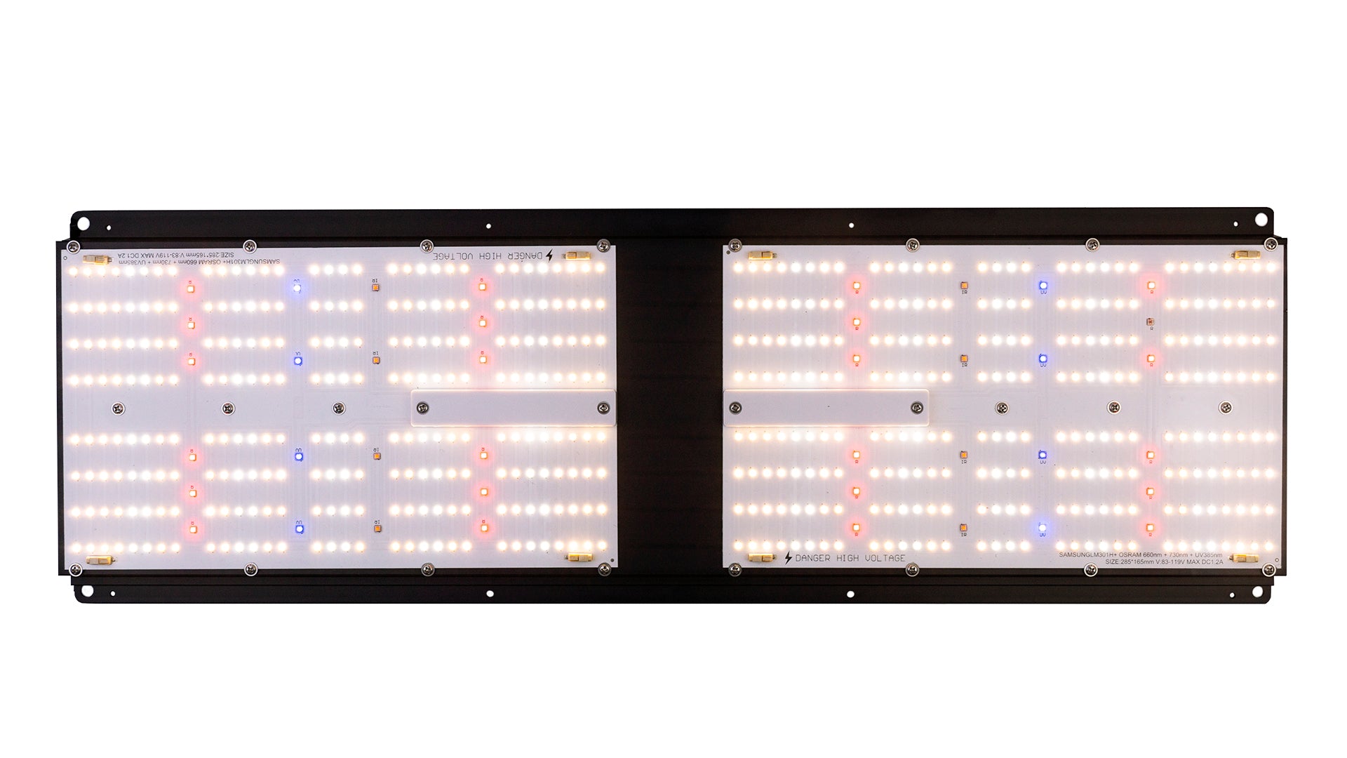 Hi Light High 240W – widok od dołu podczas pracy, zapalone diody LED emitujące światło pełnego spektrum